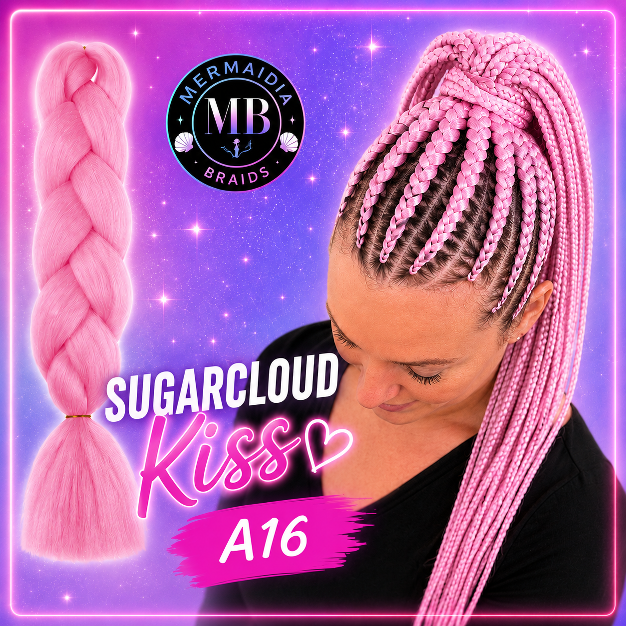 Pastel Pink Jumbo Braiding Hair Extension (A16 Sugarcloud Kiss)