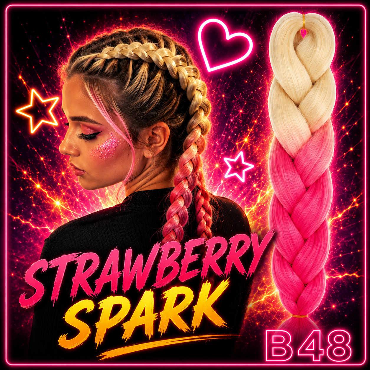 Blonde & Hot Pink Jumbo Braiding Hair Extension (B48 Strawberry Spark)