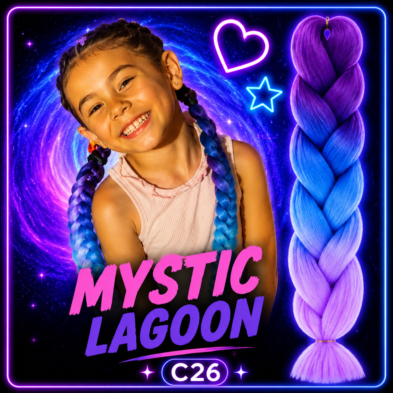 Purple, Blue & Pastel Purple Jumbo Braiding Hair Extension (C26 Mystic Lagoon)