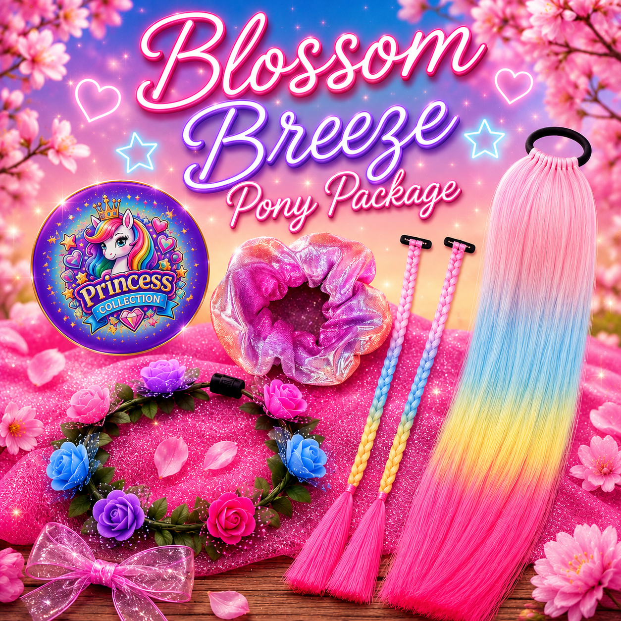 Blossom Breeze Pony Package (Pastel Pink, Blue, Yellow & Coral)