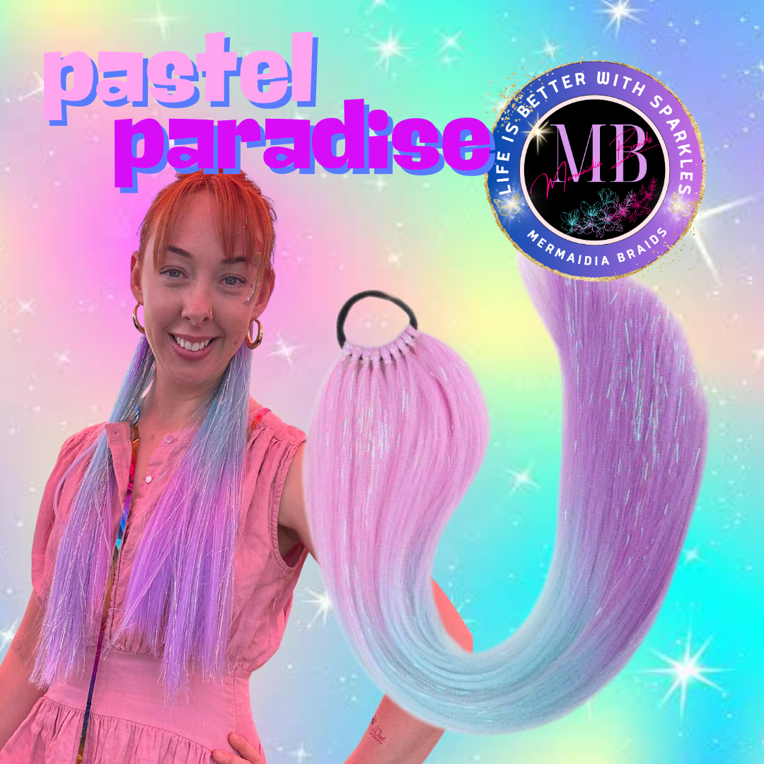 Pink, Purple & Blue Wrap Around Ponytail Extension (3.4 Pastel Paradise)
