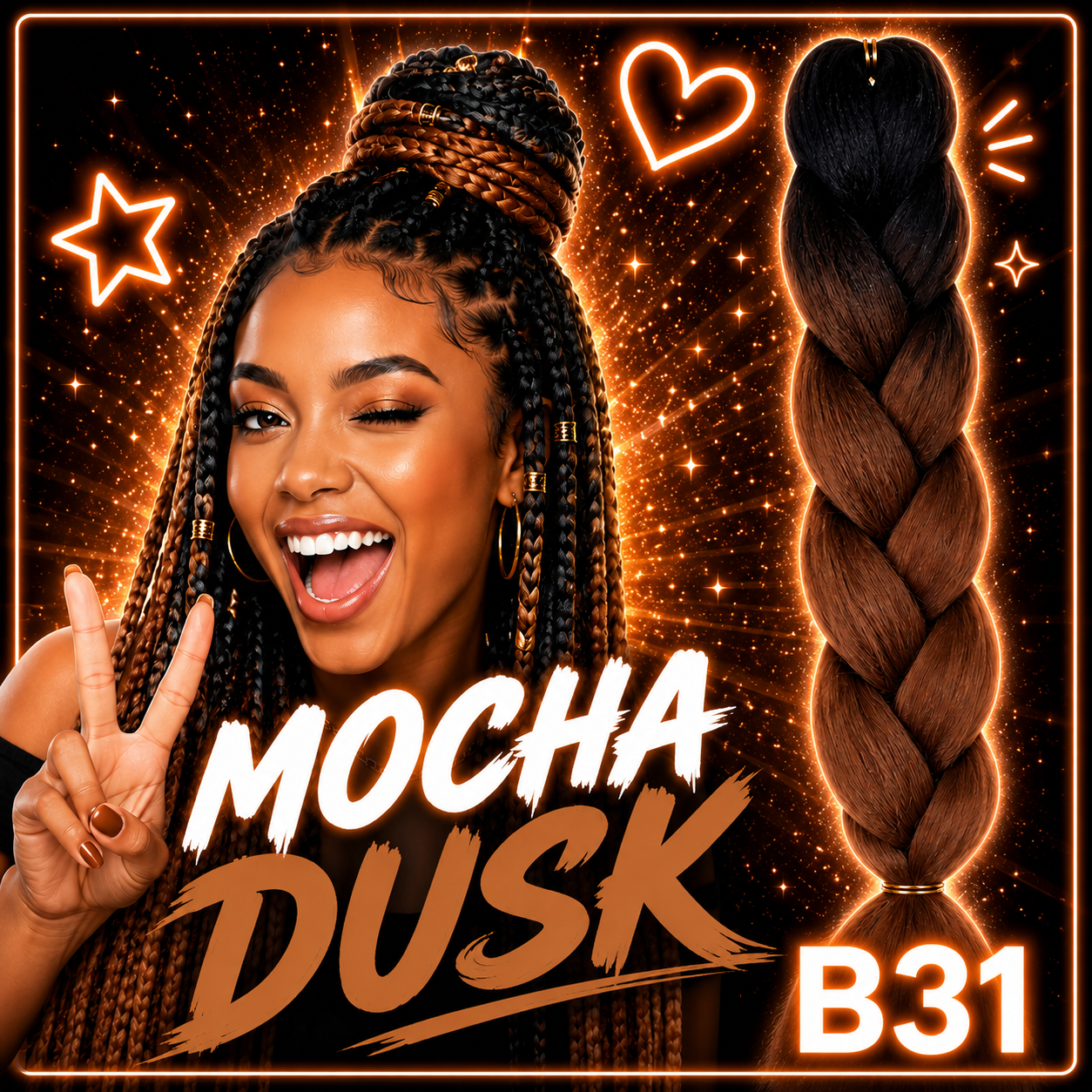 Black & Brown Jumbo Braiding Hair Extension (B31 Mocha Dusk)