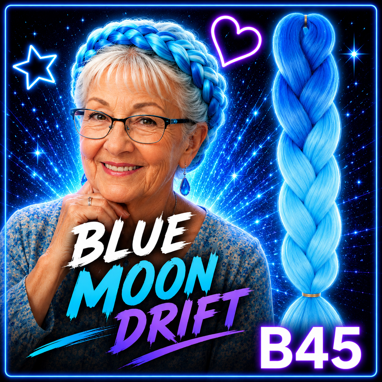 Royal Blue & Sky Blue Jumbo Braiding Hair Extension (B45 Blue Moon Drift)