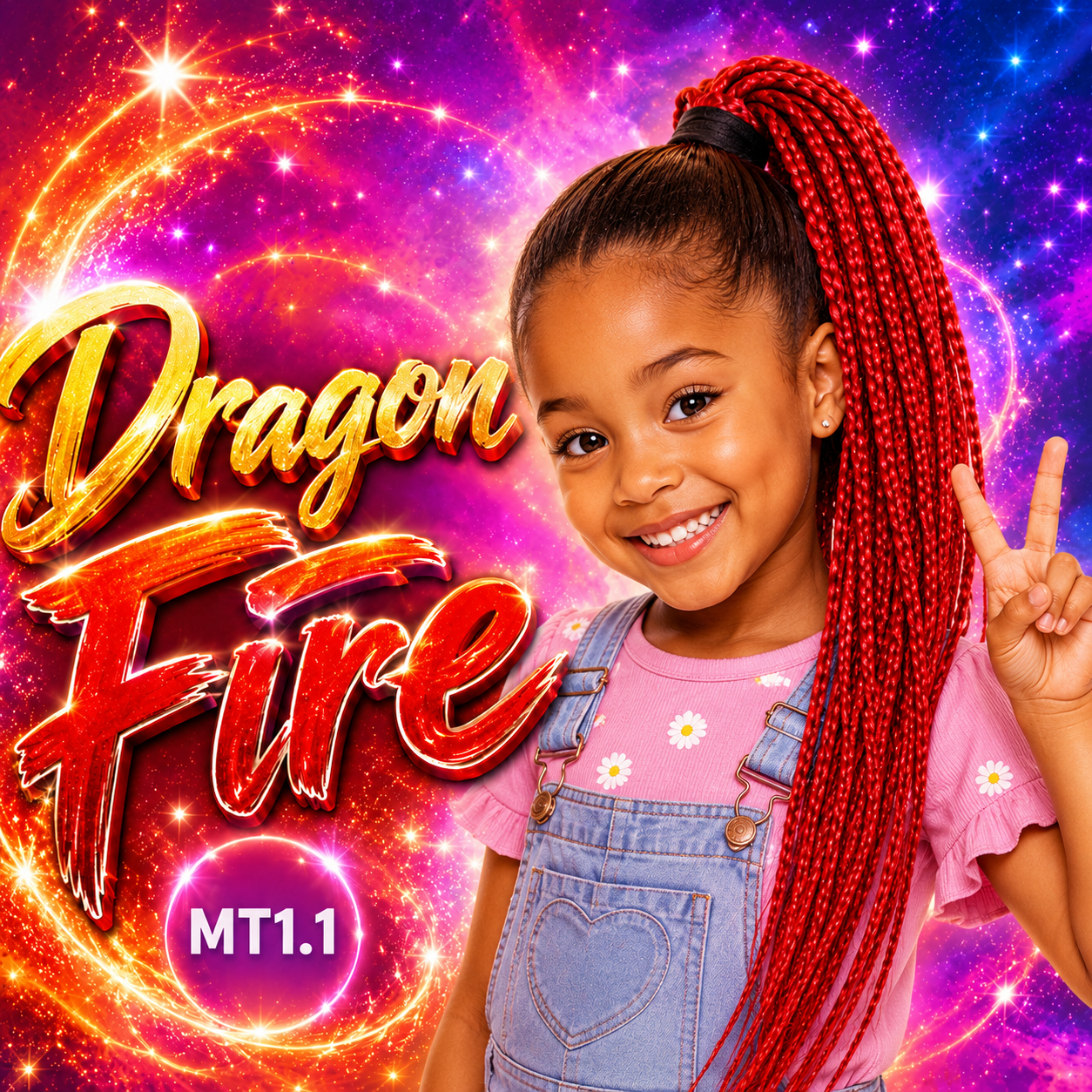 Bright Red Braided Ponytail Extension (MT1.1 Dragon Fire)