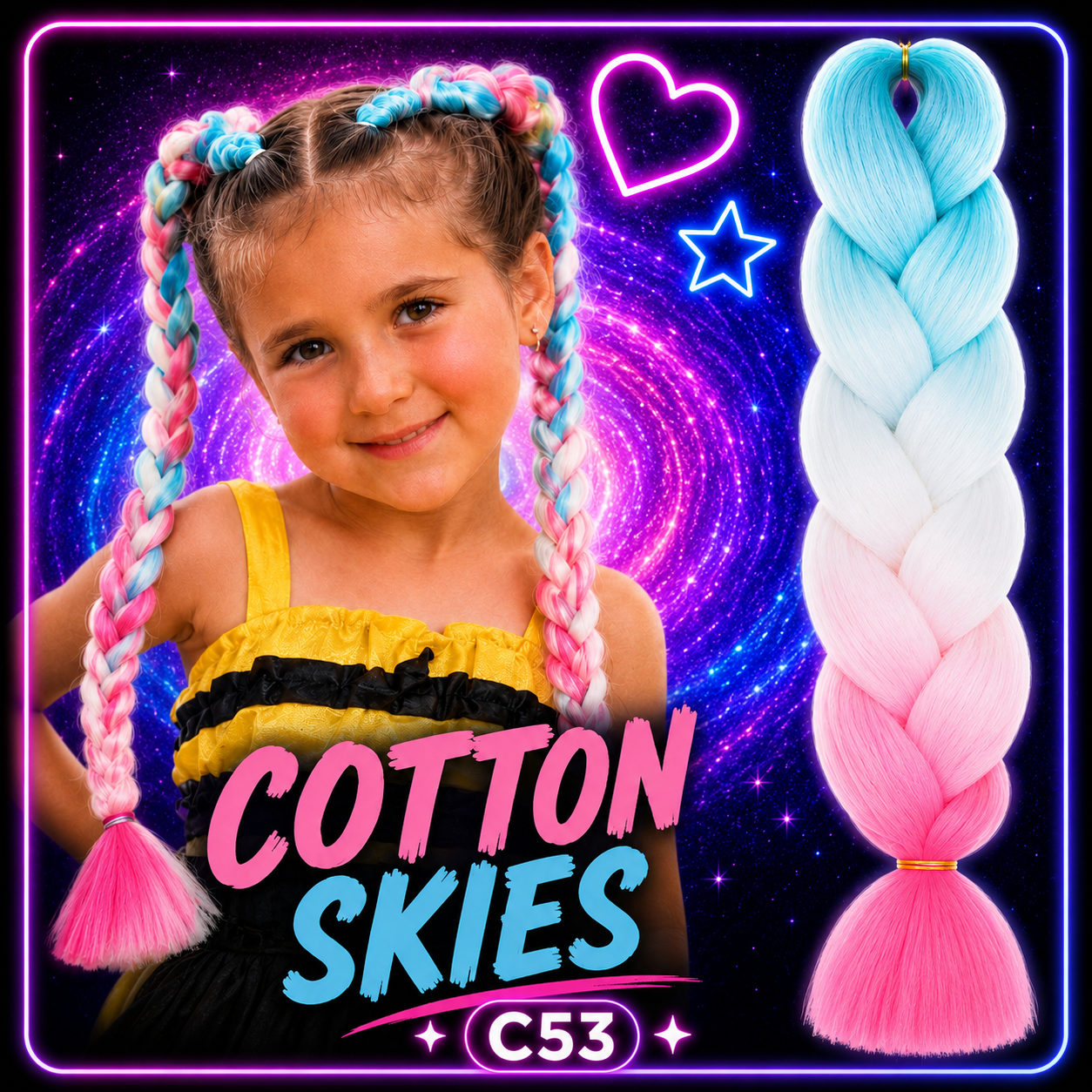 Blue, White & Pink Jumbo Braiding Hair Extension (C53 Cotton Skies)