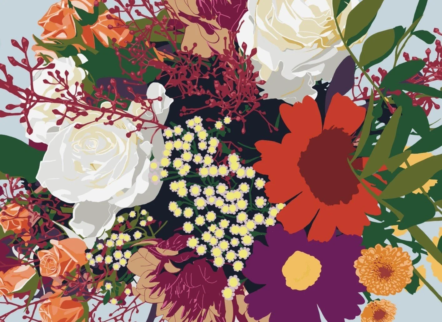 Fran's flowers, print. 