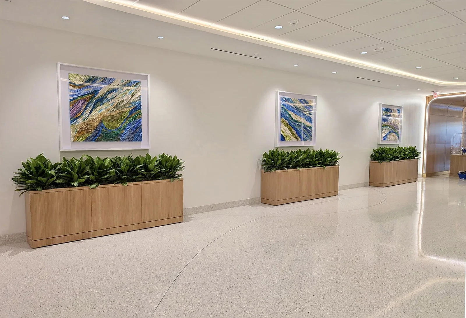 Medical Lobby, Jacksonville, Florida/acrylic on handmade paper/six panels each 44” x 44”
