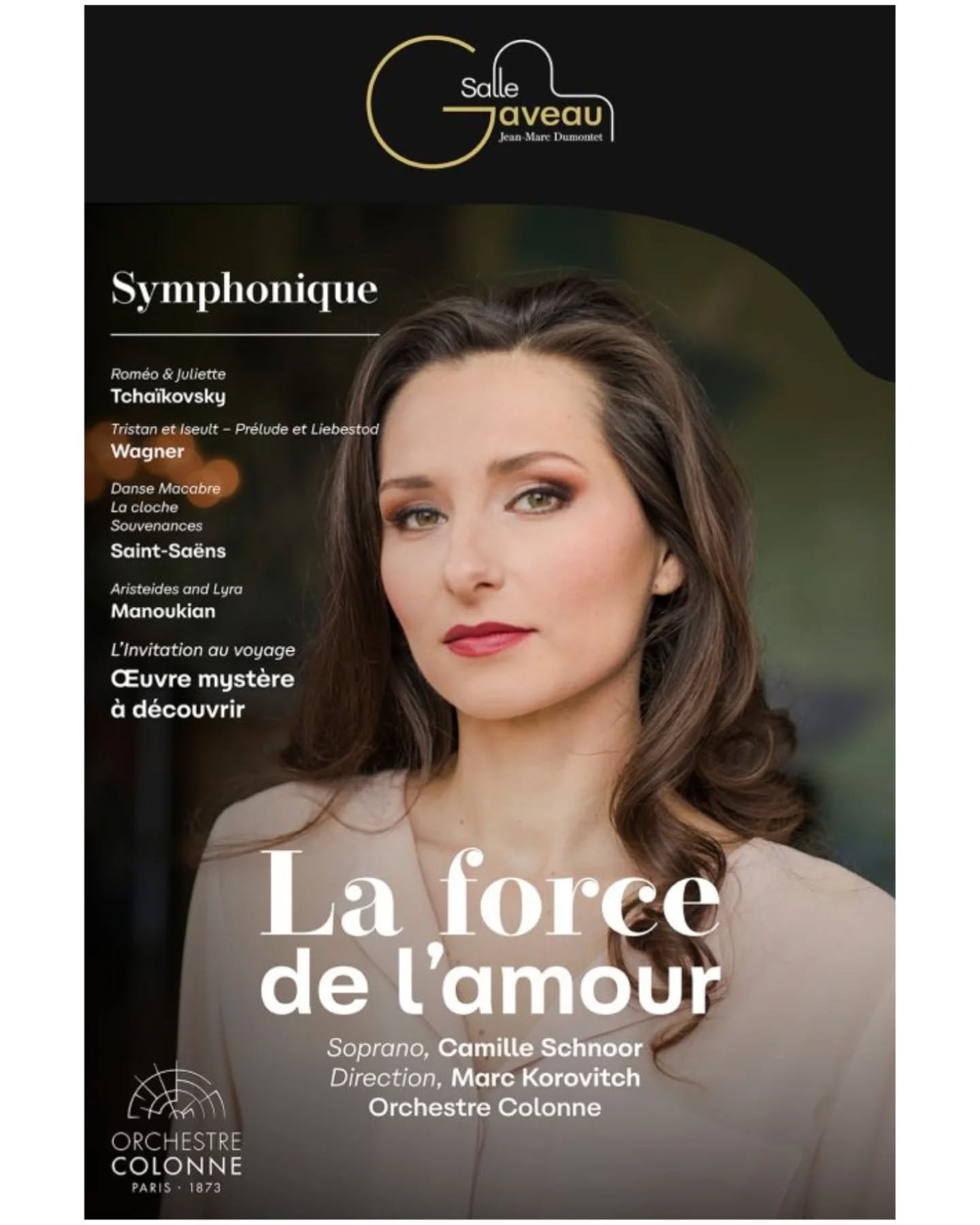 Très heureuse de rejoindre l'@orchestrecolonne à la @sallegaveau le 11 mai prochain pour un magnifique programme de récital aux côtés de @marc_korovitch.
Nous aurons le plaisir de vous faire découvrir un tr&eg