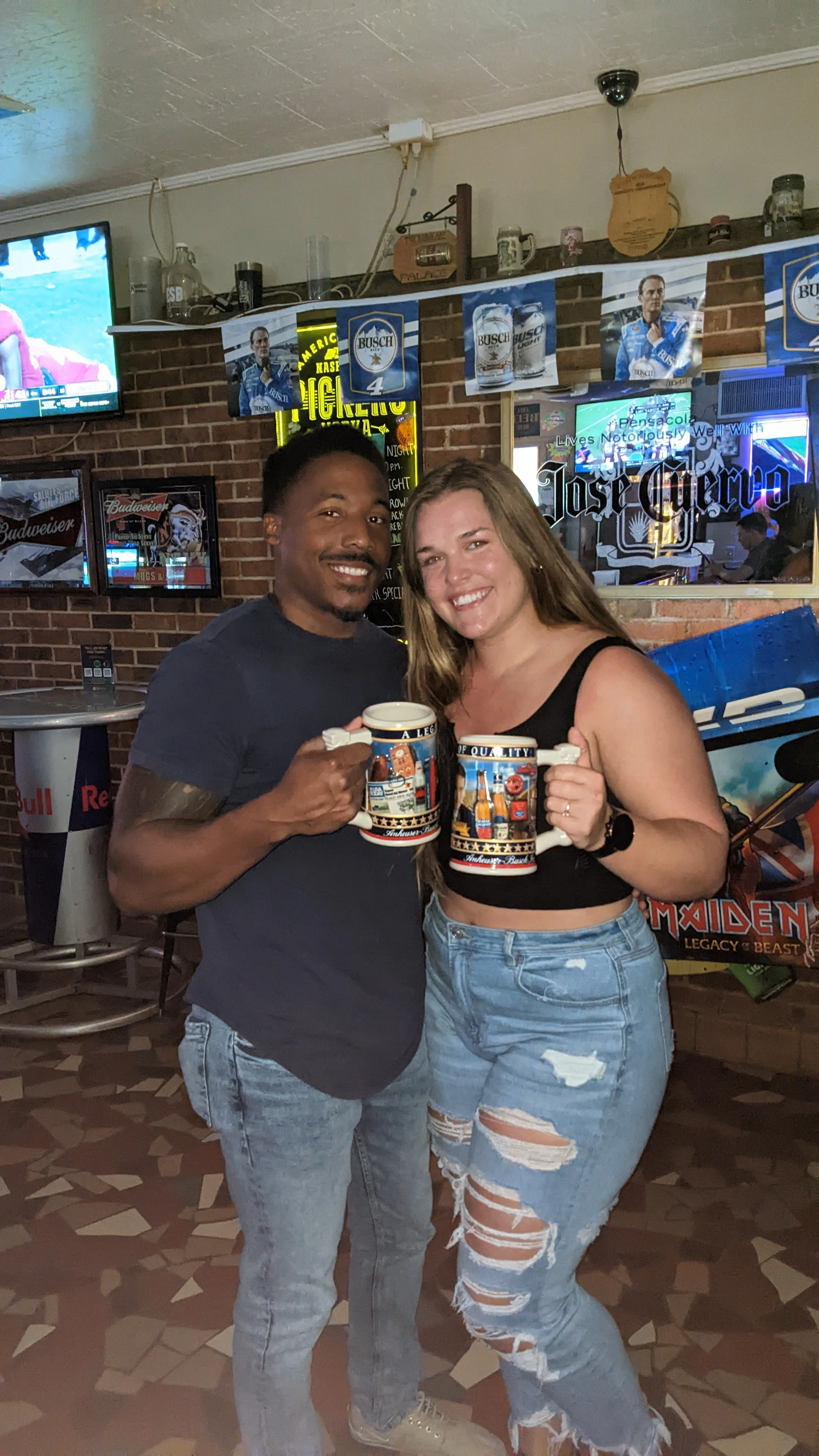 Couple at the Oktoberfest Stein Holding Contest at Mugs and Jugs