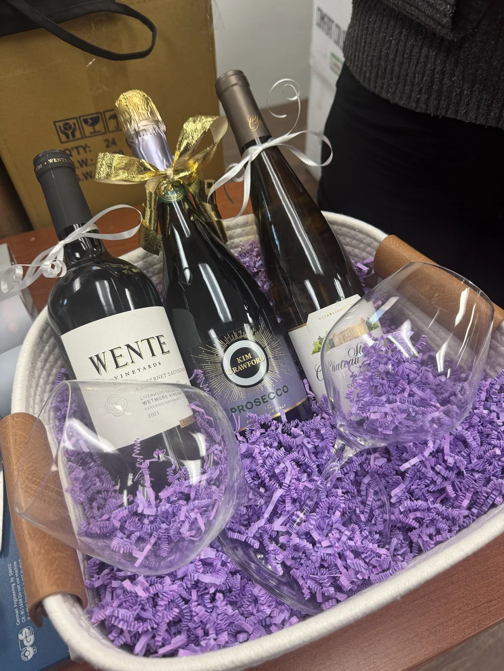 Wine basket prize at Bridgerton Bash