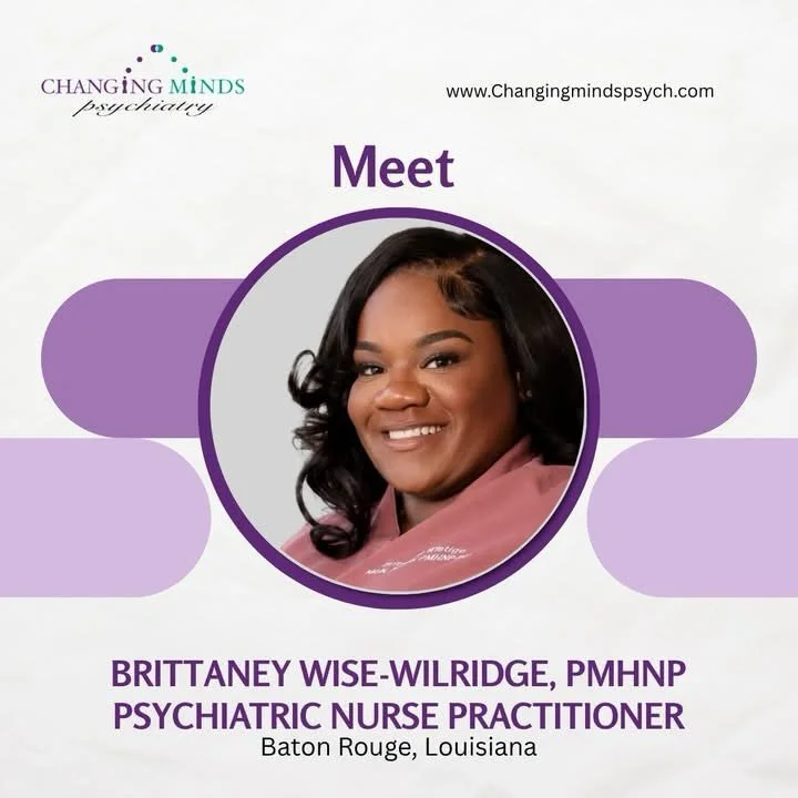 🌟 Meet the Team 🌟

We are pleased to highlight one of the dedicated providers caring for our Baton Rouge community. 

Brittaney Wise-Wilridge, PMHNP-BC, is a board-certified Psychiatric Mental Health Nurse Practitioner who  earned her Master of Sci