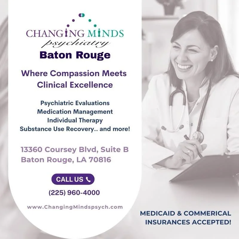 Baton Rouge, We are here for you! 

Our licensed providers are available by appointment and walk-in for psychiatric evaluations, medication management, psychotherapy and more. 

Give us a call today at (225) 960 - 4000
