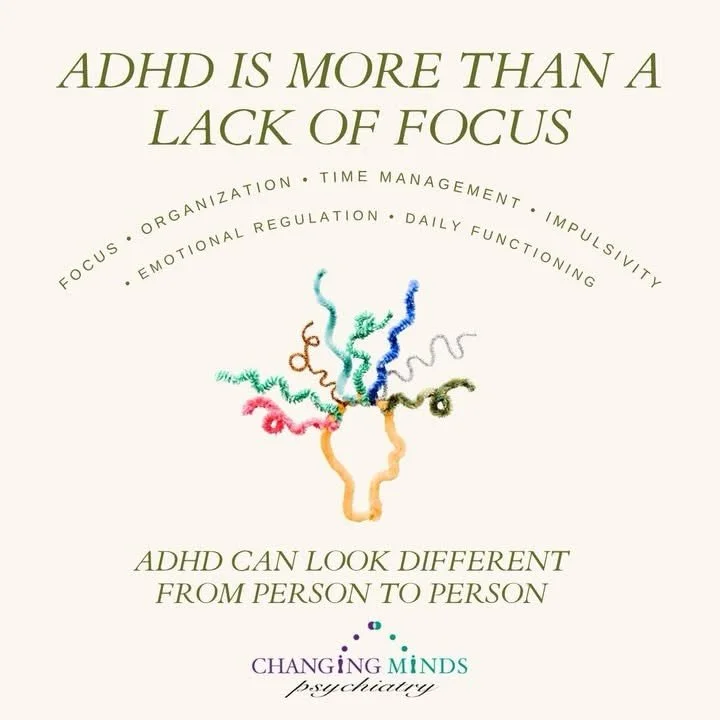 ADHD IS MORE THAN &ldquo;HAVING TROUBLE FOCUSING.&rdquo; 🧠

ADHD can affect much more than attention.

People with ADHD may experience:

&bull; Difficulty staying focused or completing tasks
&bull; Forgetfulness and losing things frequently
&bull; D