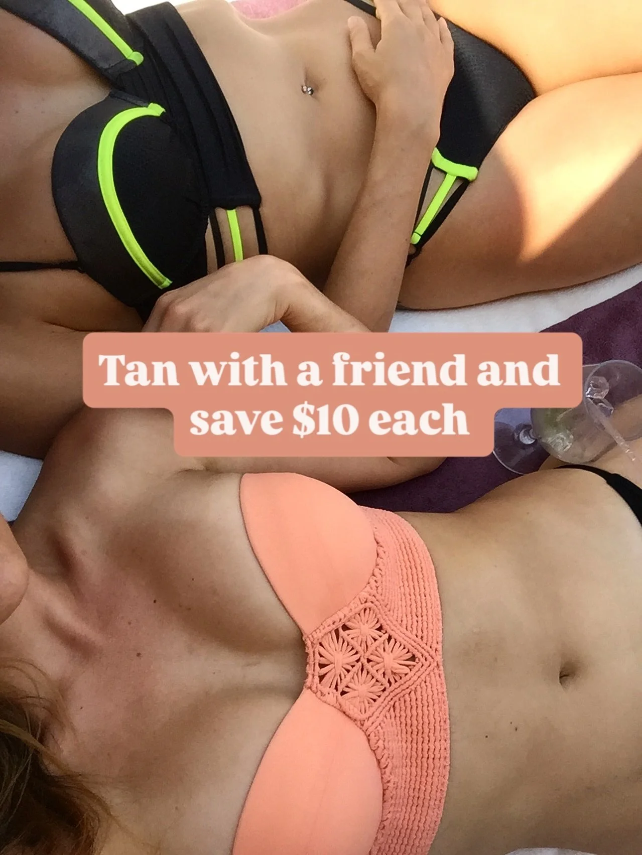 The BFF tan is BACK. Book an appointment with your favorite person and save $10 off each tan ✨Can’t wait to see you and your bestie 🙌🏼 #minetanpro #spraytan #deals