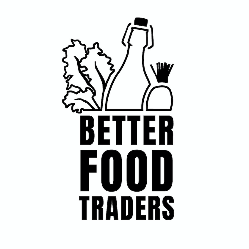 Black and white Better Food Traders logo