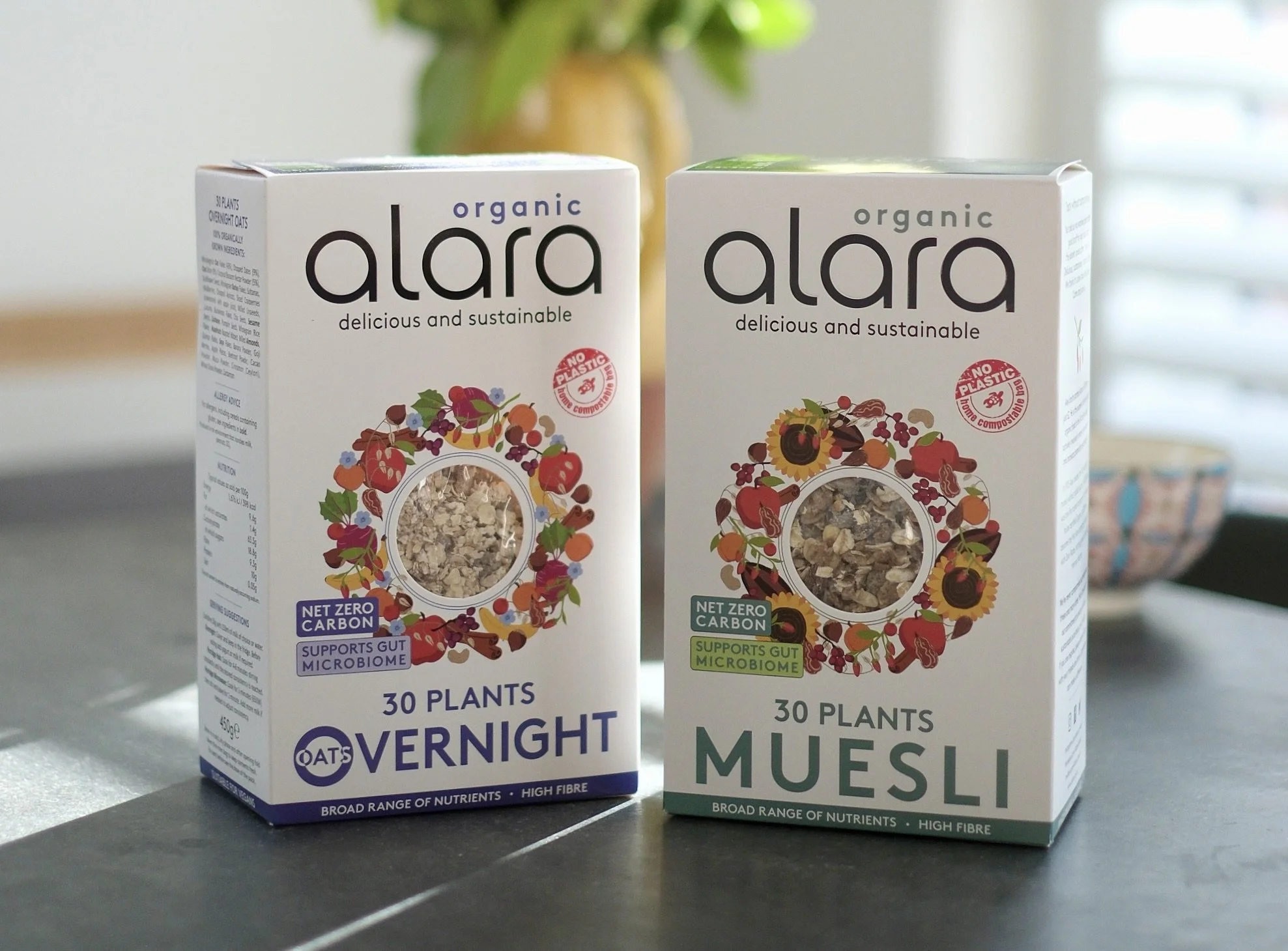 Products shots of the two new Alara cereals