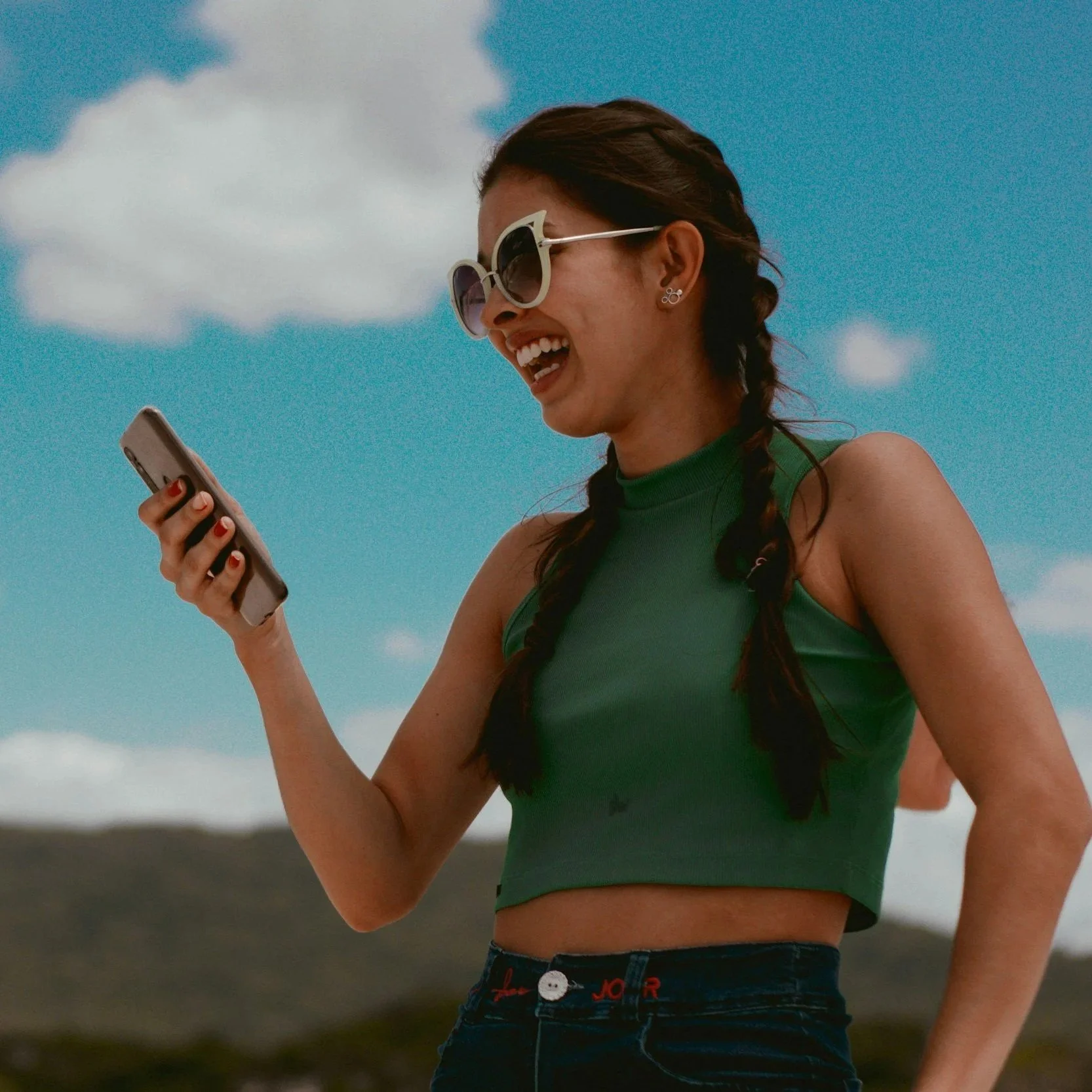 Girl looking at a mobile phone