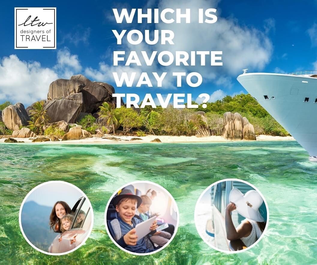 Which is your favorite way to travel with your family? By car, plane, or ship? 
Comment below; we want to know! 

We love planning your family vacations, no matter how you plan on getting there! Get a FREE QUOTE from our Travel Designers today! Link 