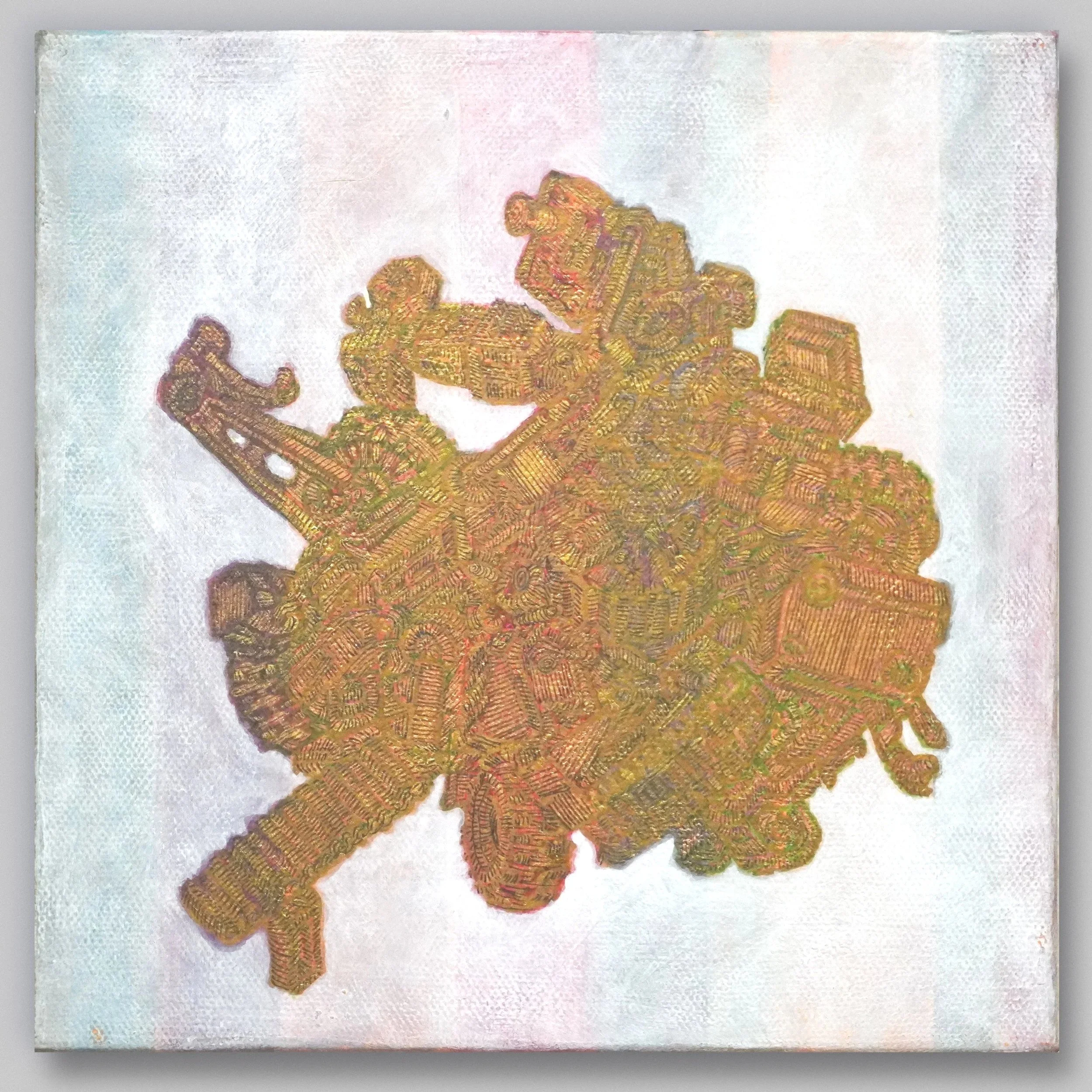 Transformer in Gold, 8" x 8", Acrylic paint and ink on canvas - SOLD