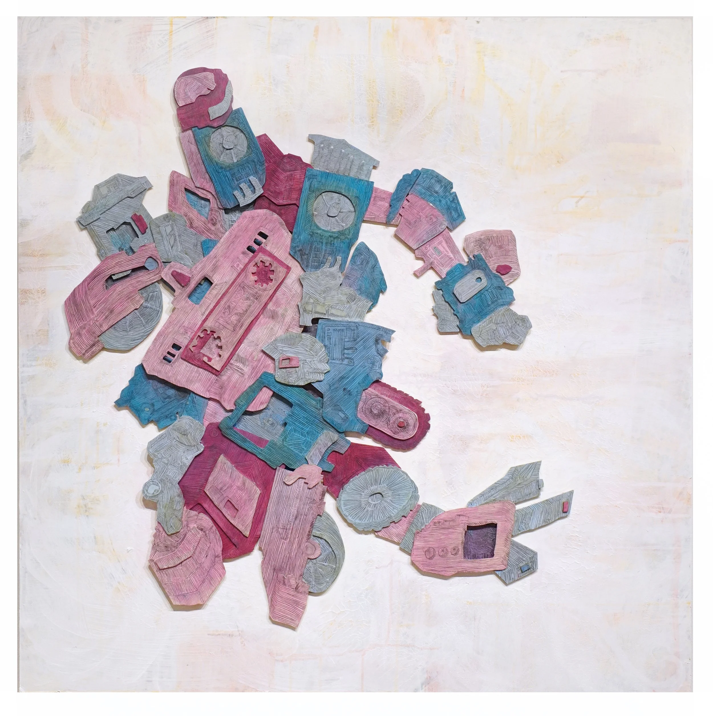 Transformer, Progress #3, 48" x 48", Acrylic paint and graphite on panel