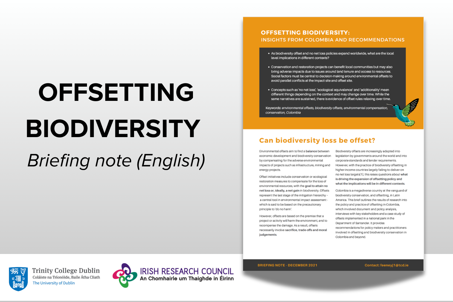 Offsetting Biodiversity: Insights from Colombia and Recommendations