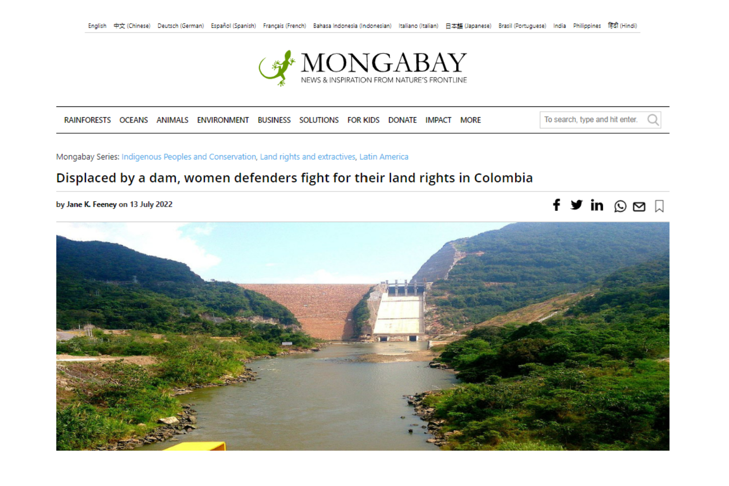 Displaced by a dam, women defenders fight for their land rights in Colombia