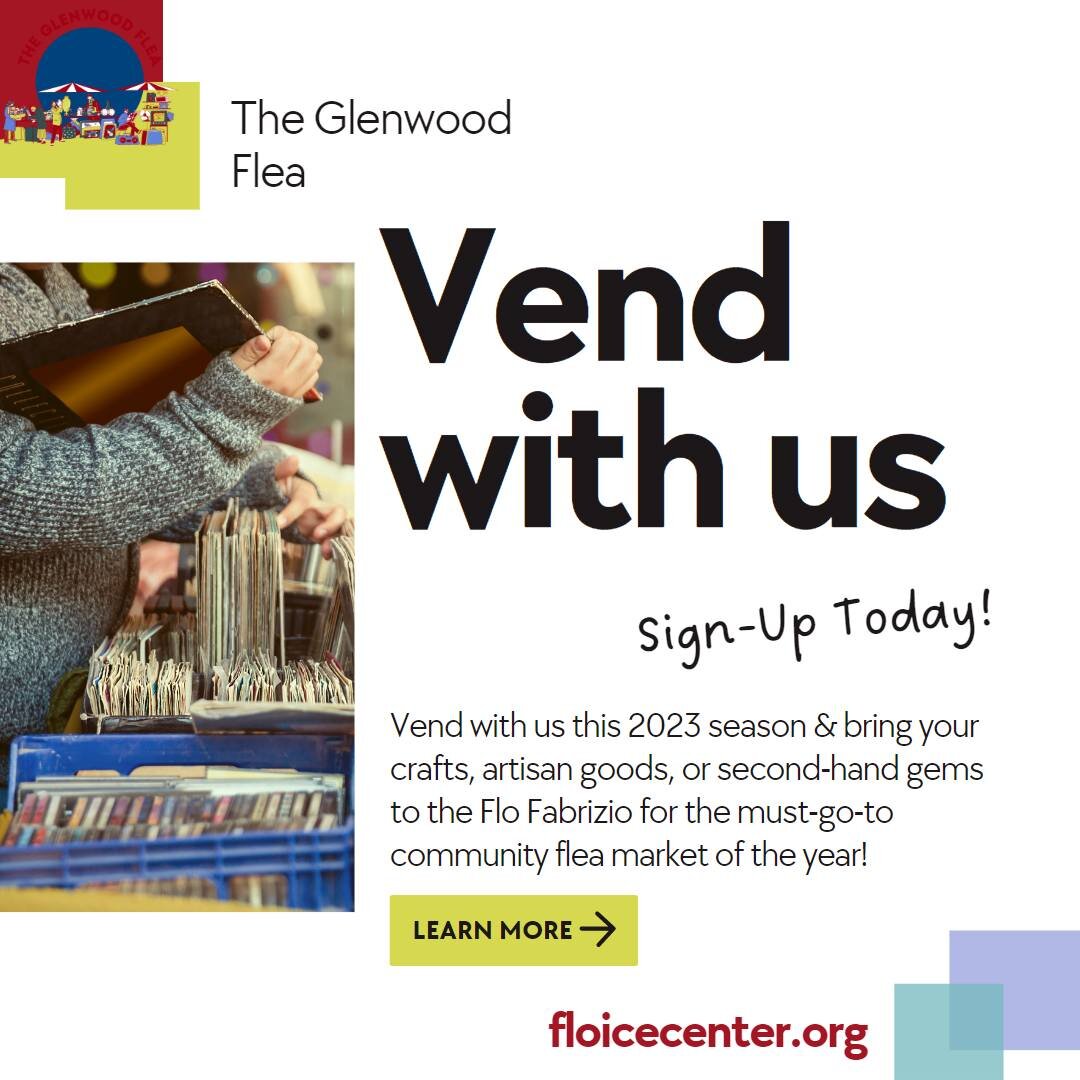 Glenwood Flea vendor registration is now live at floicecenter.org!

Interested in selling your second-hand goods, handmade crafts, or artisan creations at the neighborhood Glenwood Flea? We will be hosting fleas starting in April that will run throug