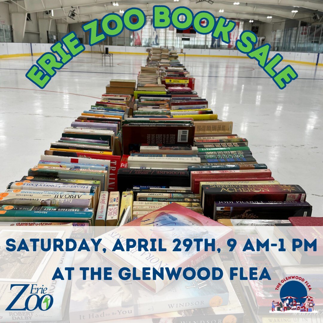 The Erie Zoo Book Sale will be back at the Glenwood Flea this season! All proceeds directly help conservation efforts made across the world for endangered and threatened animals such as the southern white rhino, red pandas, amur leopards, and so many