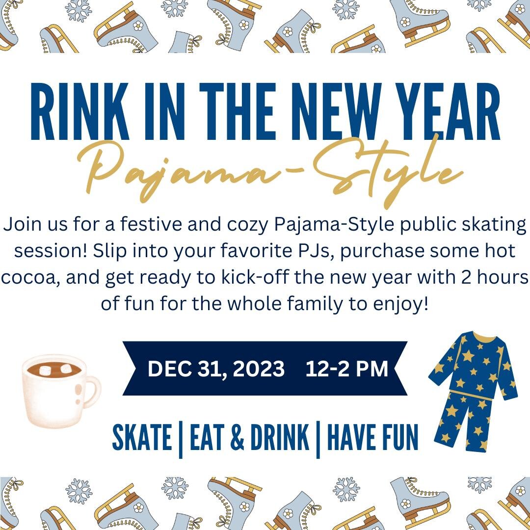 Check out our upcoming themed-public skating session for New Year's Eve! Tag a friend below to invite them along ⛸🎉

**Date was corrected from the previous post!