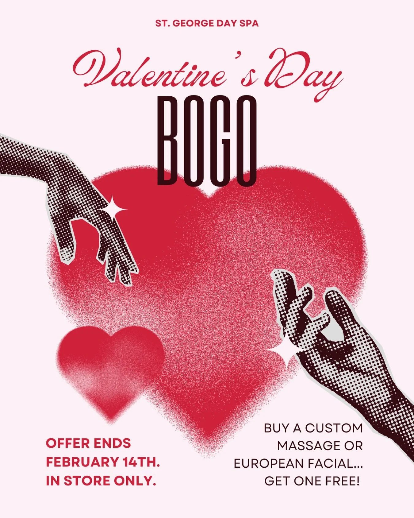 We've got Valentine's
Day covered!🌹

Until February 14th stop by the spa and grab the best gift ever!💌

There is NO LIMIT to how many BOGO offers you can claim! Grab one for your significant other, yourself, or anyone else in your life!

Are you gr
