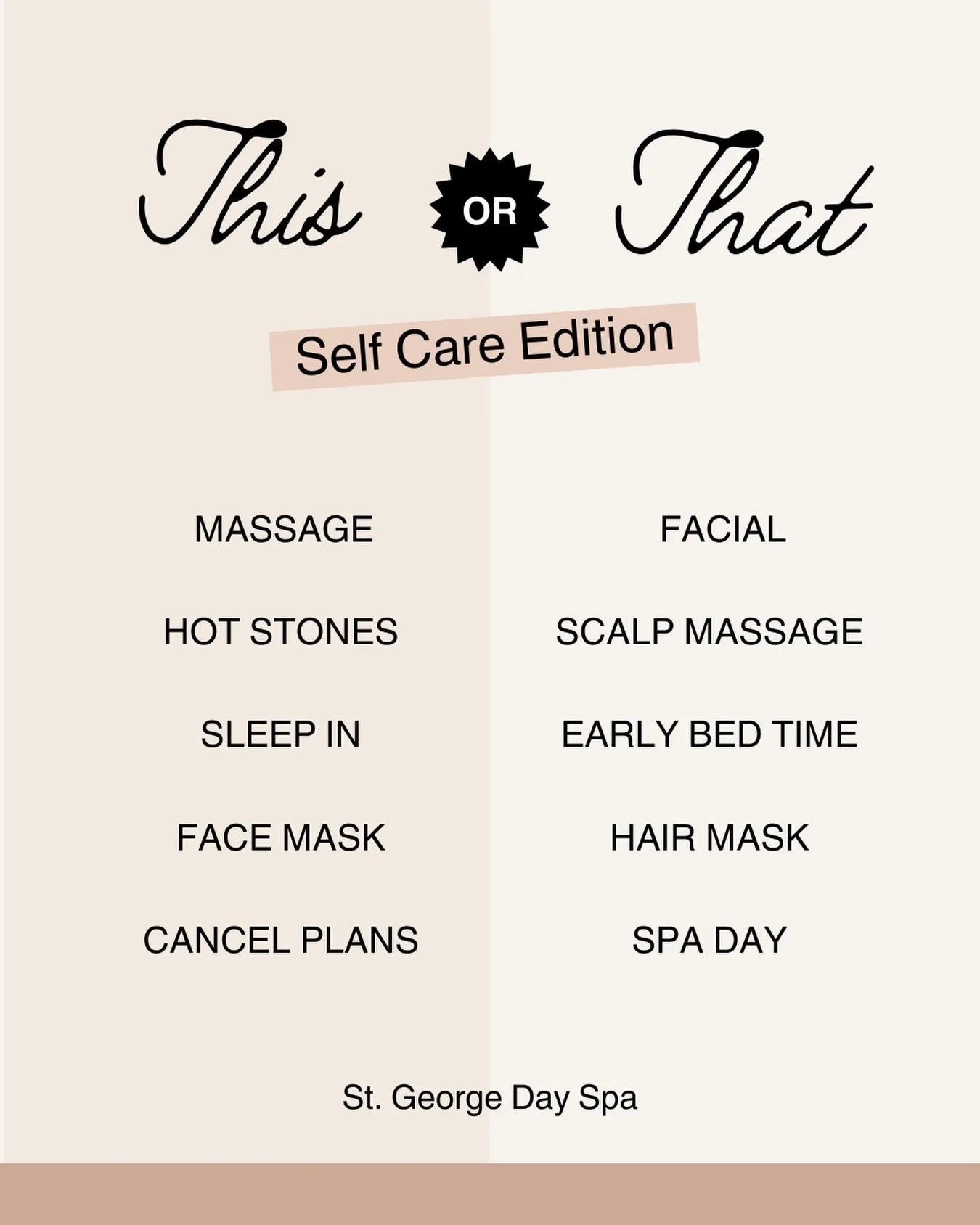 THIS OR THAT✨

We want to know!

Share your answers on your story and don't forget to tag us!✨

#stgeorgeutah #stgeorgedayspa #visitstgeorge #explorestgeoge