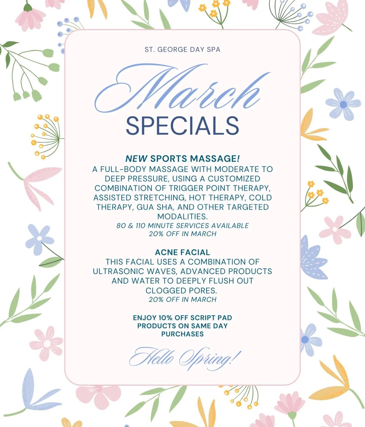 MARCH SPECIALS💐

Spring is in the air and we couldn't be more excited! Check out our Featured Services this month!