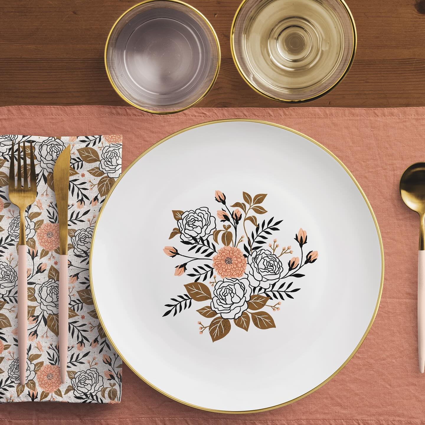 My latest ✨DREAM✨ is to see my artwork on real products! So I&rsquo;m currently manifesting that by making mockups for my portfolio. I feel like my &ldquo;Victorian Parlor&rdquo; series would make for such a fun tableware set for hosting garden parti