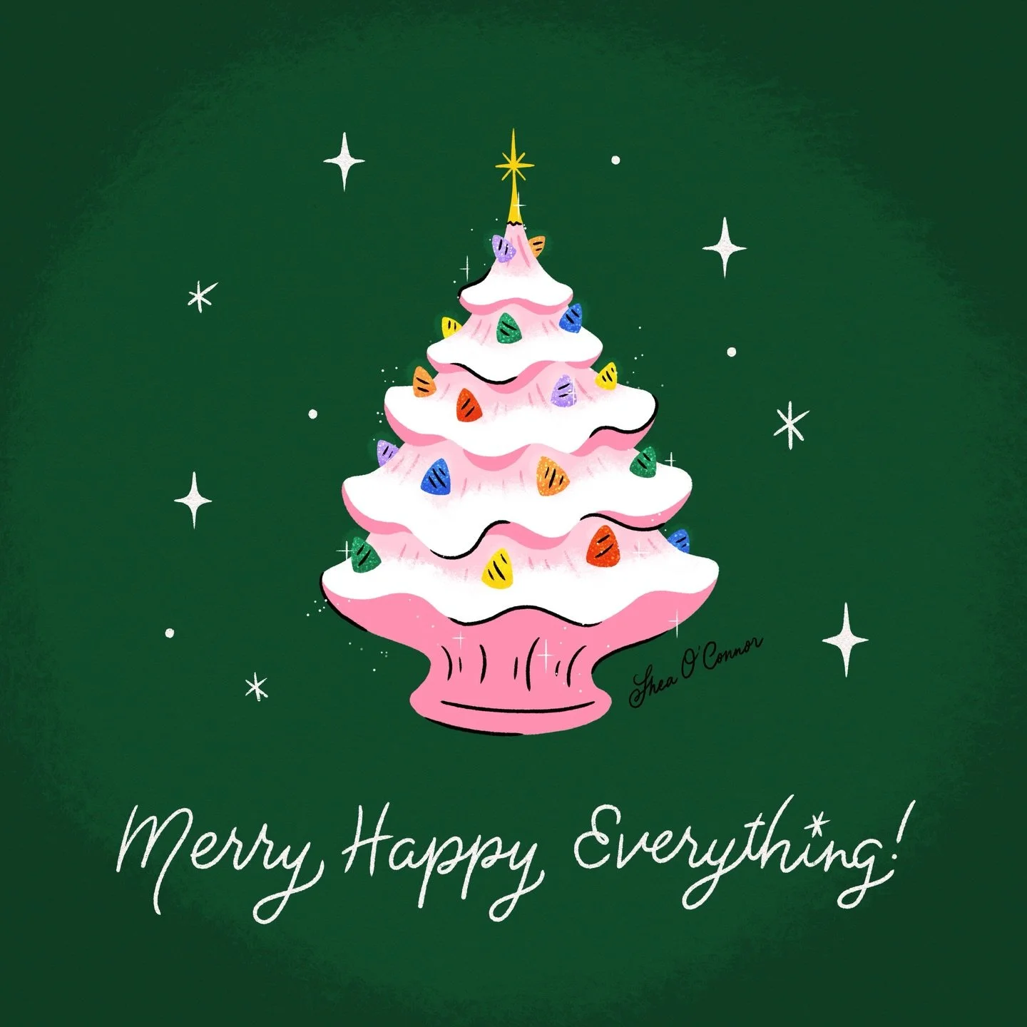 Anyone else obsessed with vintage ceramic trees? Hopefully not just me! I was inspired to make this thanks to the prompt &ldquo;Diamonds &amp; Gumdrops&rdquo; from the #frostyandfestive2025 drawing challenge.
.

Retro - Surface Design - Illustration 