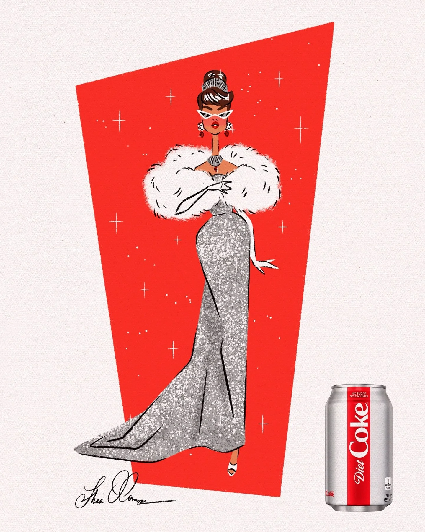 I don&rsquo;t why, but it felt really important to personify @dietcoke as a vintage-inspired fashionista. I also think it tastes better than regular coke (fight me!). Is a soda series worth exploring? If so, what&rsquo;s your favorite soda?
.
Illustr