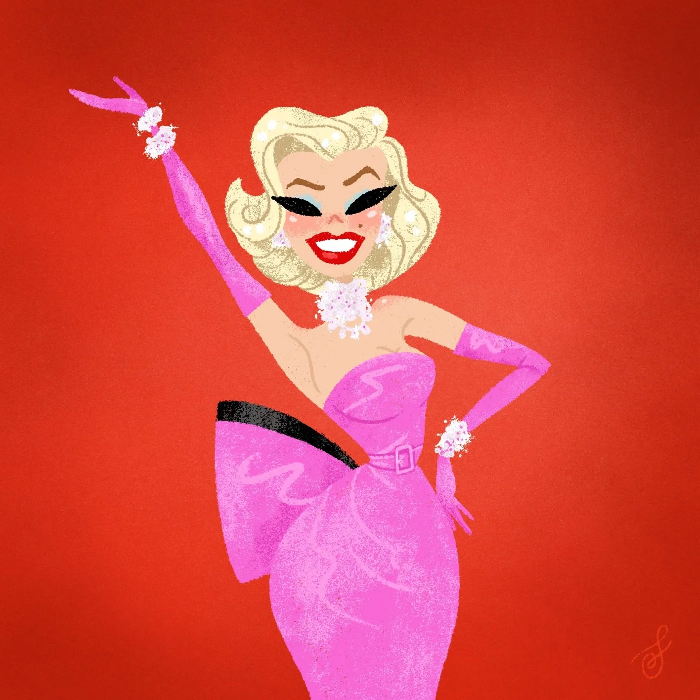 Diamonds are a girl&rsquo;s best friend 💎 Friendly reminder that commissions open tomorrow and if you&rsquo;d like to look as fabulous as Marilyn, I&rsquo;ve got you! 
.
Illustration - Nostalgic - Female Illustrator - Vintage Style - Commissions - G