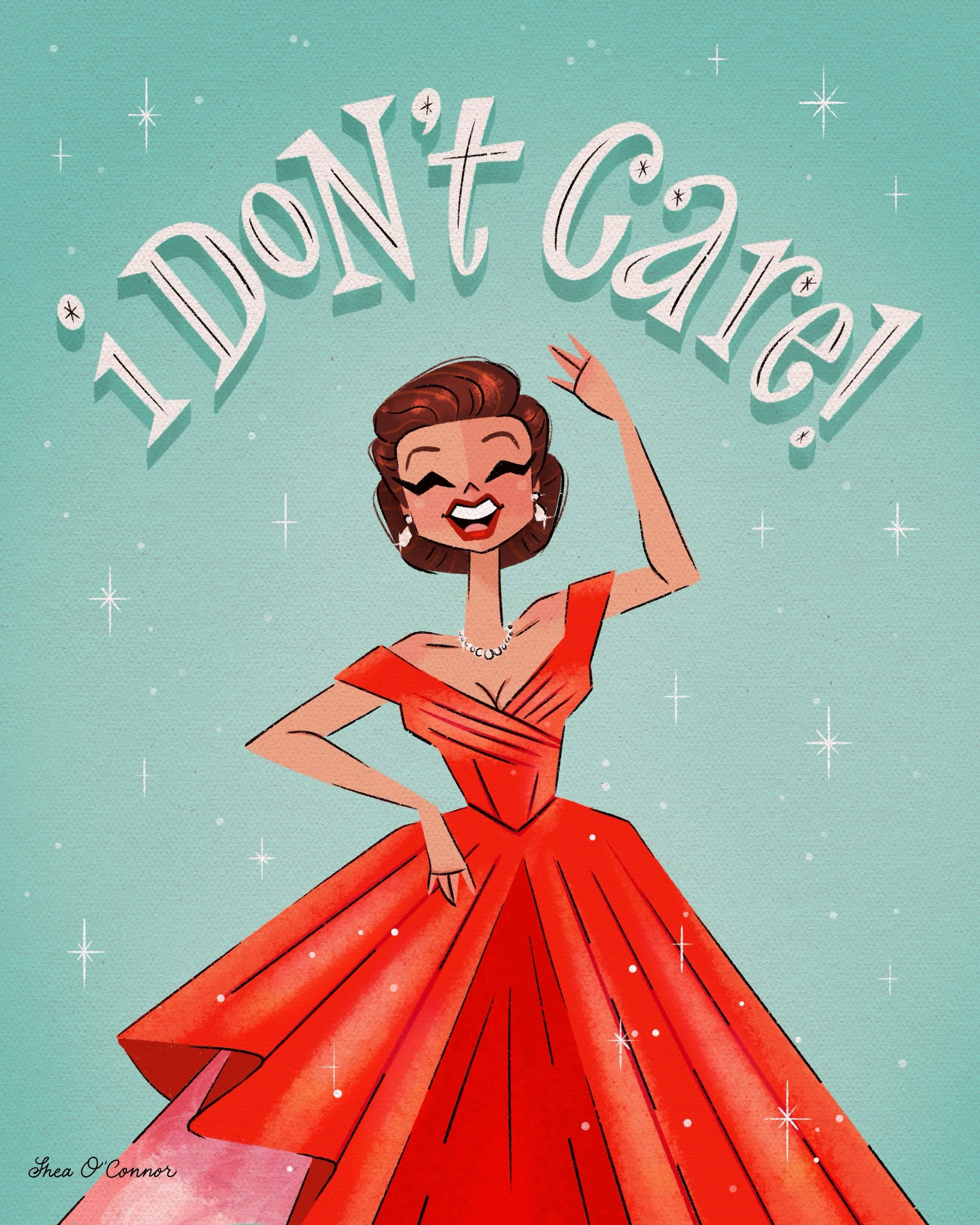 i don&rsquo;t caaaare!
.
Illustration - Female Illustrator - Vintage Style - Retro Style - Judy Garland - Broadway Art