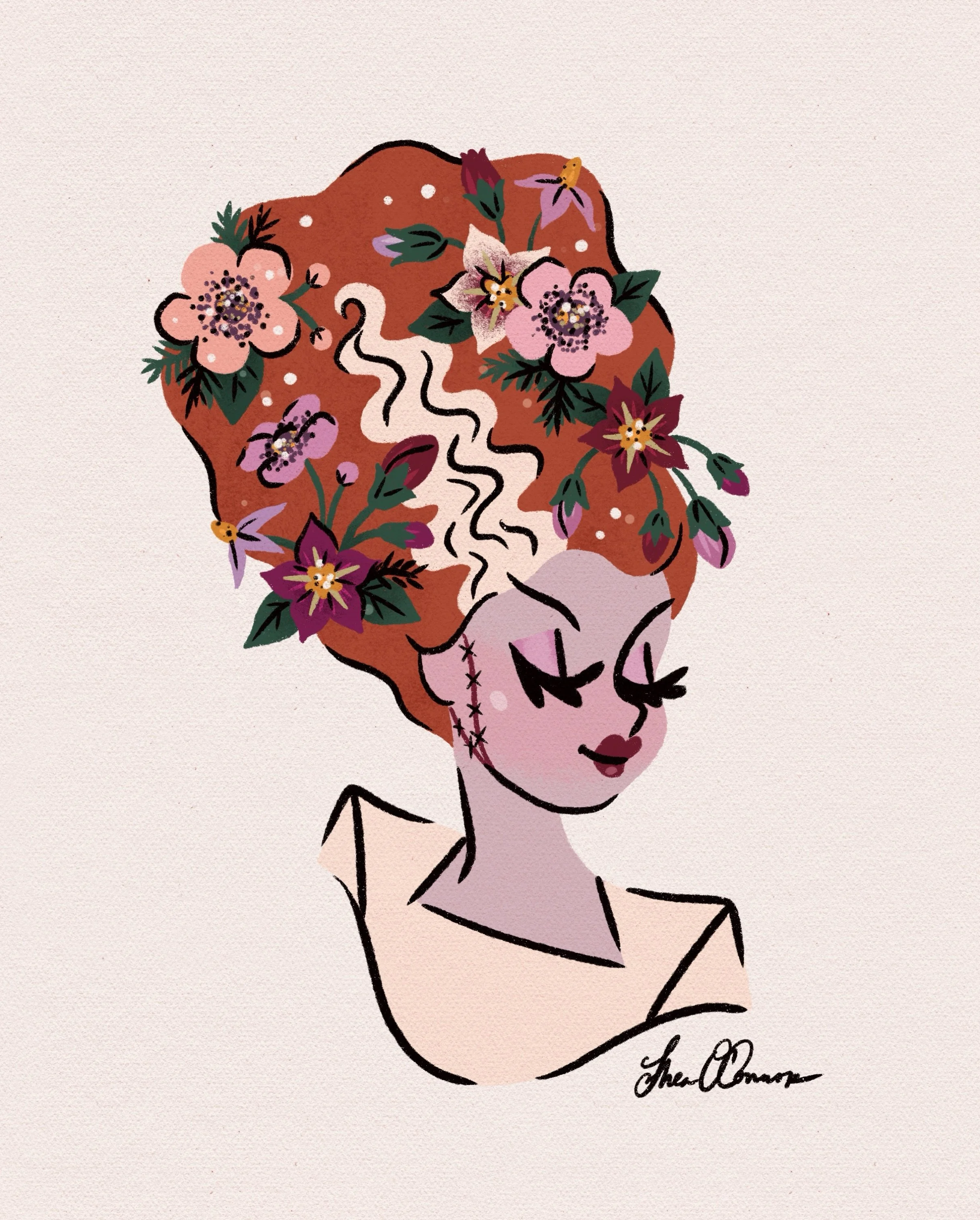 meet miss nightshade, the final lady from my &ldquo;flower ghouls&rdquo; series. 
.
#vintagehalloween  #halloweenart #artlicensing #designedbyshea
