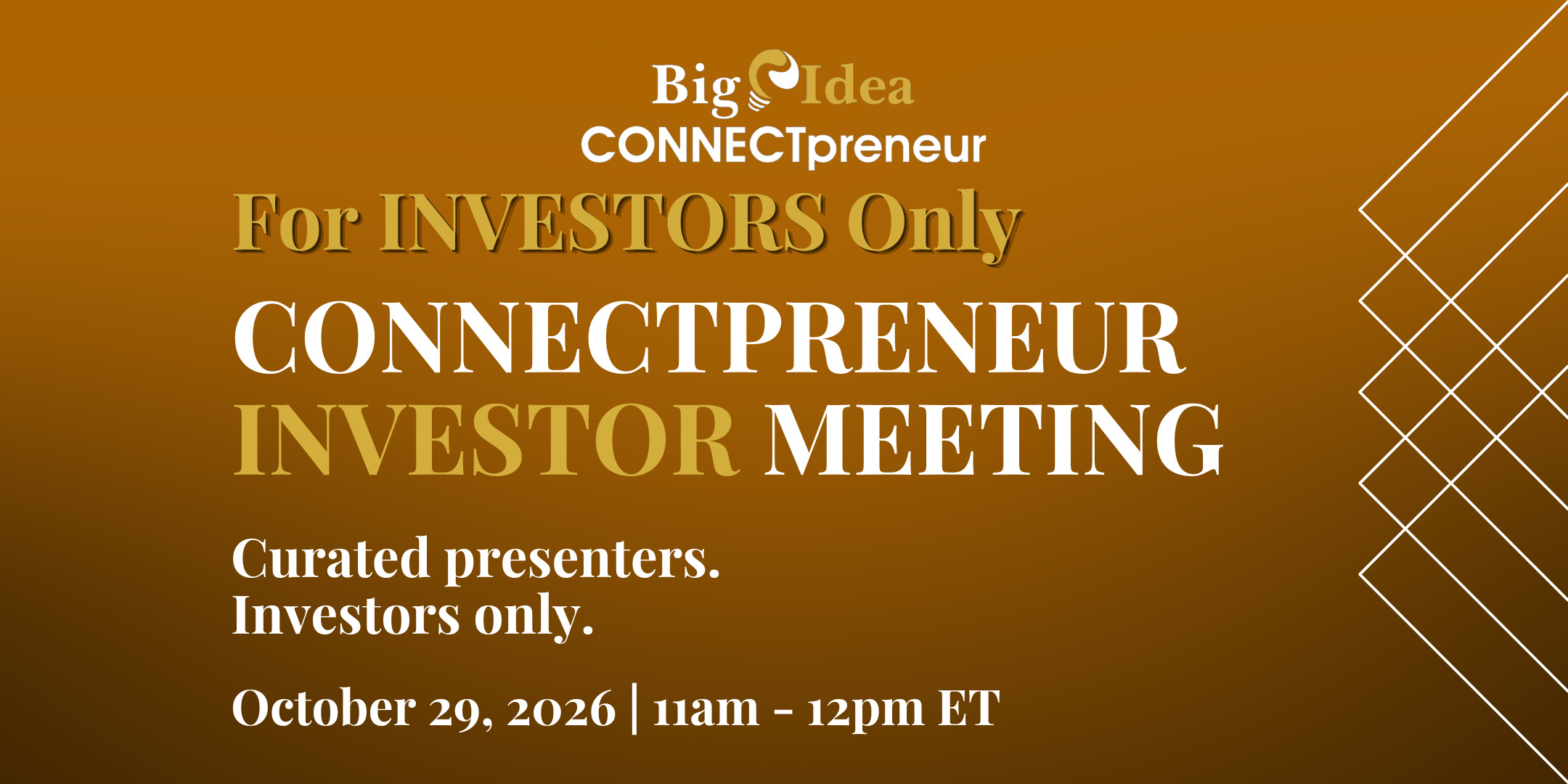 CONNECTpreneur INVESTOR Network: Virtual Meeting