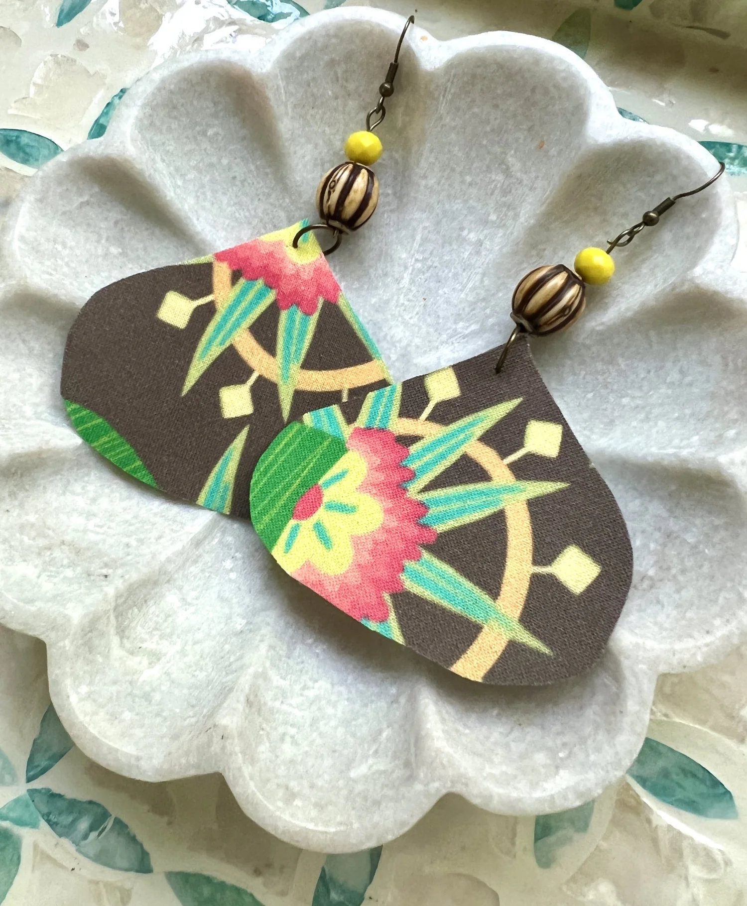 Lightweight Flower Offering Fabric Earrings by Jaime Bramble Schell