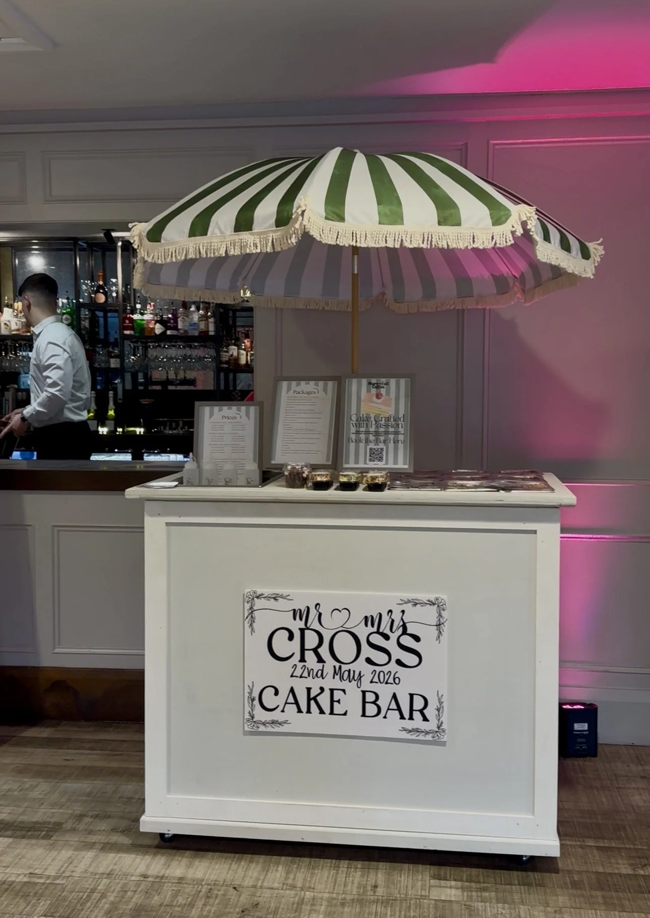 The Cake Bar, a stand alone unit that supplies individual cakes for a luxury experience for guests at your event