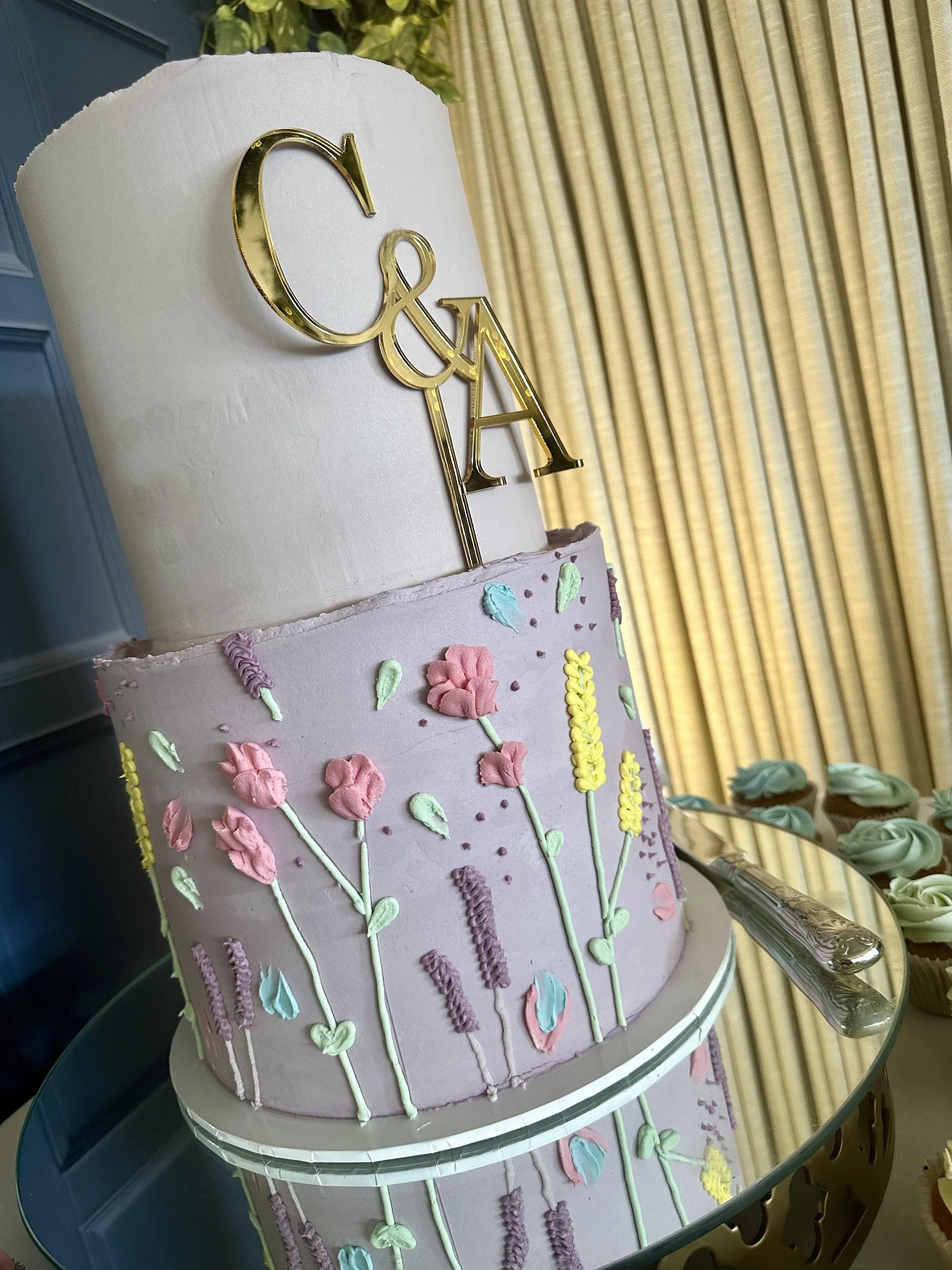 Handpiped Buttercream Floral Wedding Cake by Cheshire Wedding Cake Designer Merryfall Cakes