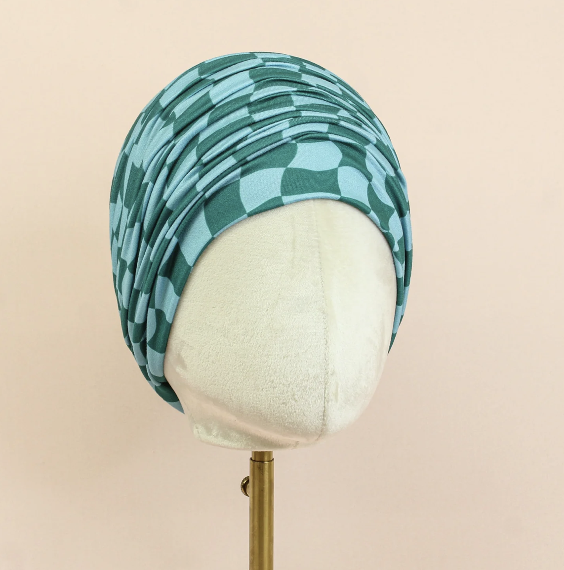 Teal Wavy Checker Boho Buff