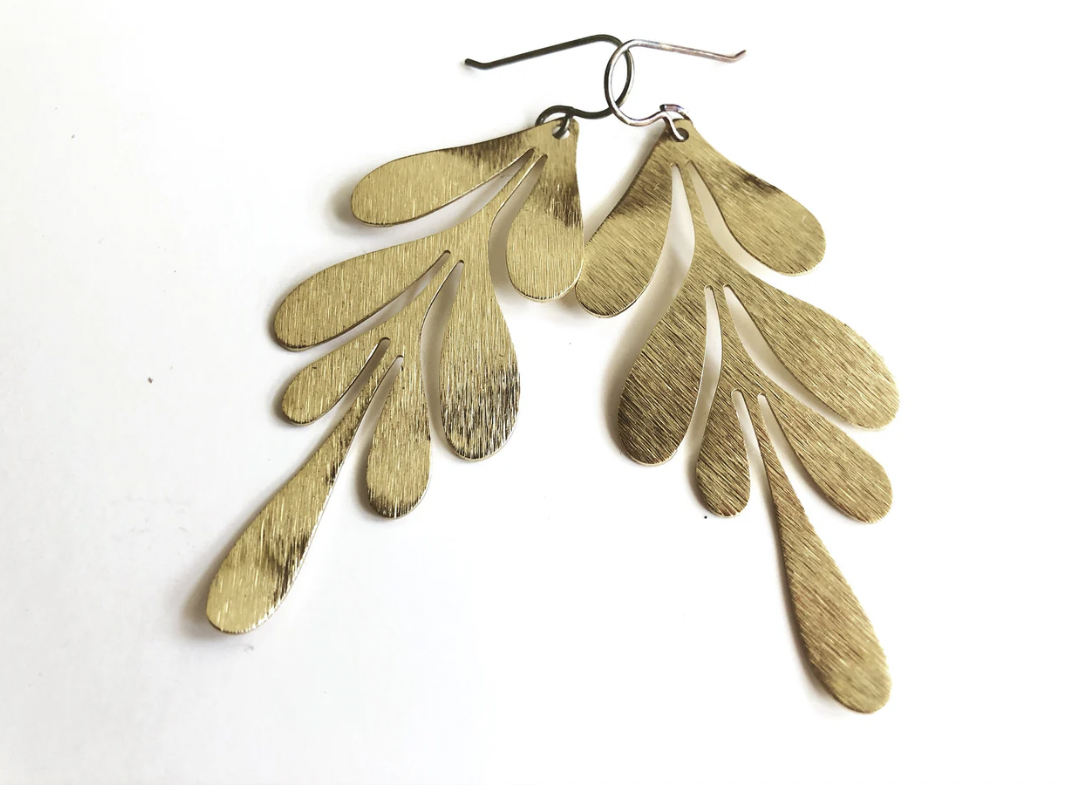 Brass Leaf Earrings - SSD Jewelry