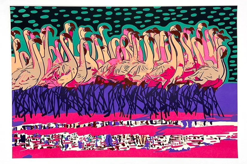 Fierce Flamboyance, 10 color screenprint, 2023