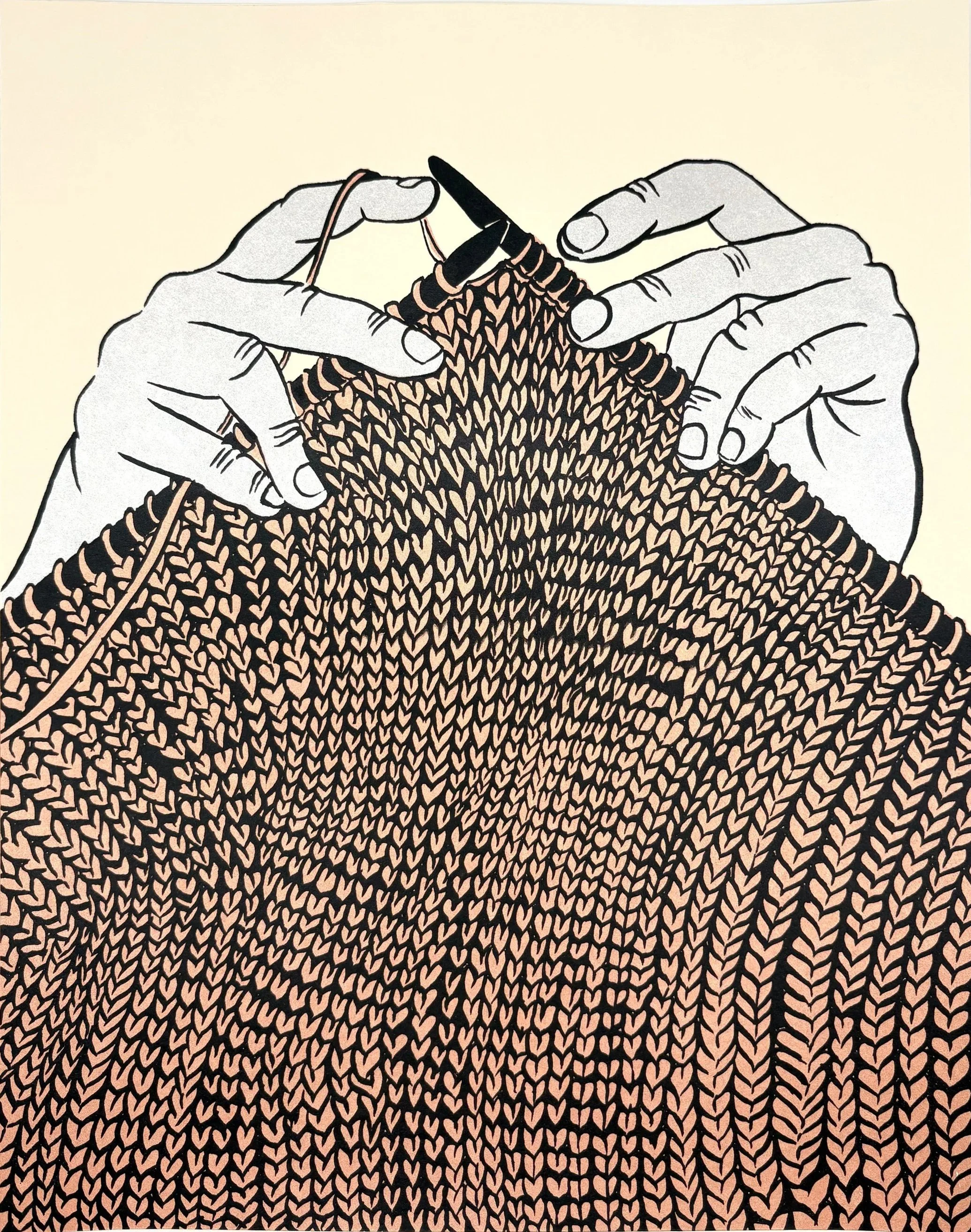 KNIT, 3 color screenprint, 2025