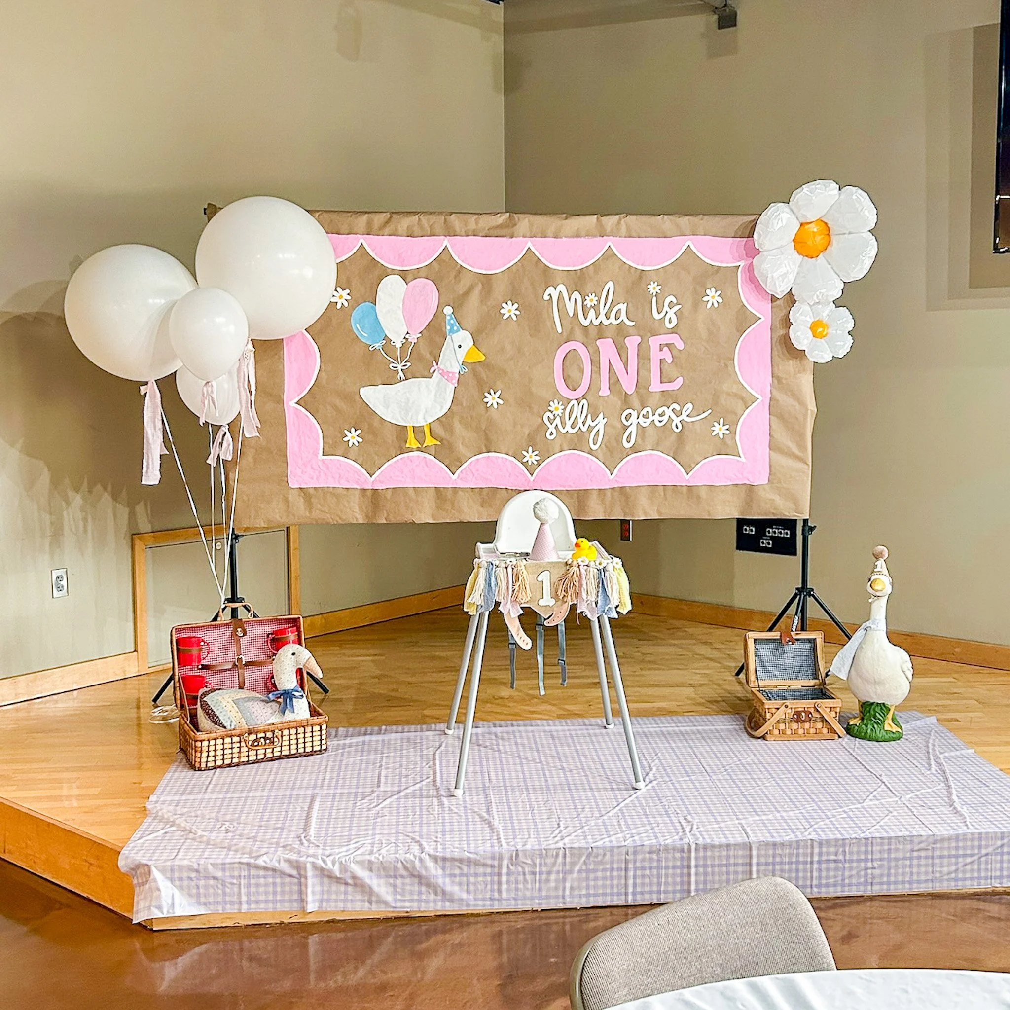 Plan the cutest ONE Silly Goose first birthday party! Get ideas for decor, food, desserts, shopping lists, and a full checklist for a perfect celebration.