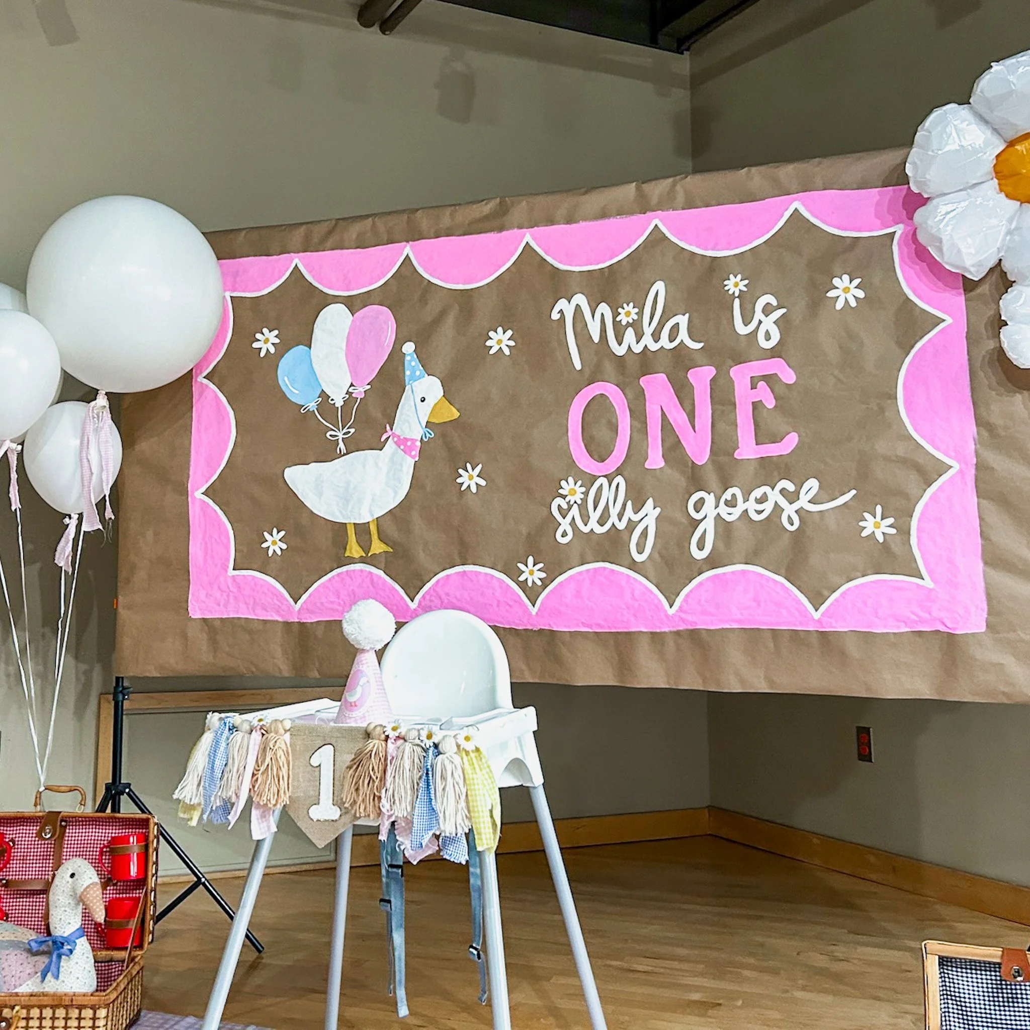 Plan the cutest ONE Silly Goose first birthday party! Get ideas for decor, food, desserts, shopping lists, and a full checklist for a perfect celebration.
