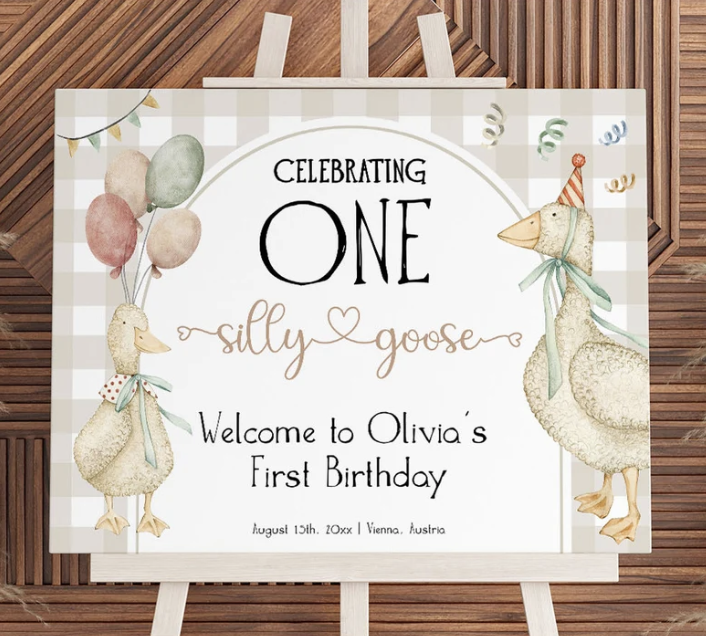 Plan the cutest ONE Silly Goose first birthday party! Get ideas for decor, food, desserts, shopping lists, and a full checklist for a perfect celebration.