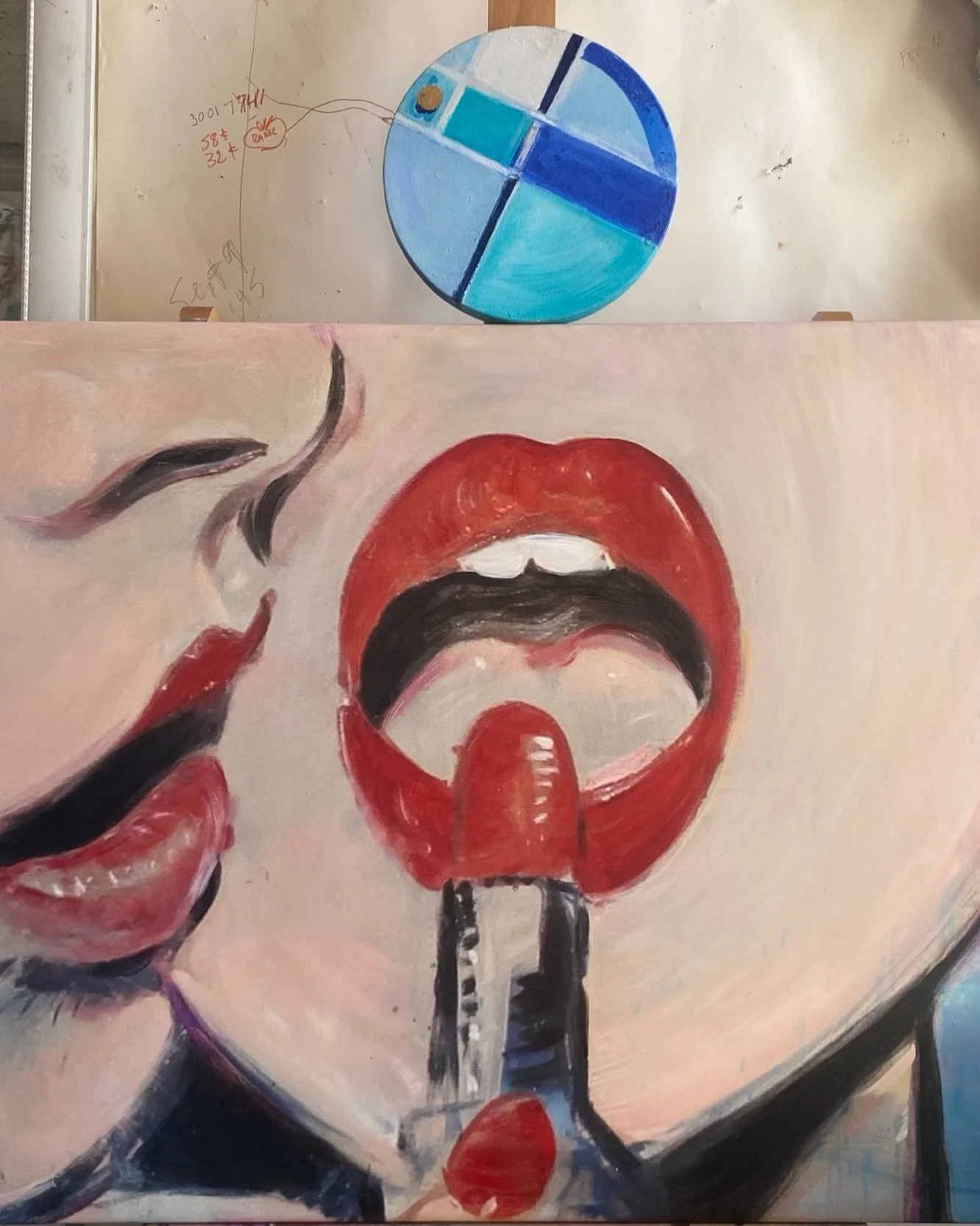 <Lipstick &amp; Theoretical Head>_oil_24x36_Gallery 128_Reception Dec 17, 2025 4 pm - 128 Rivington St. NYC #phoebelegere #art